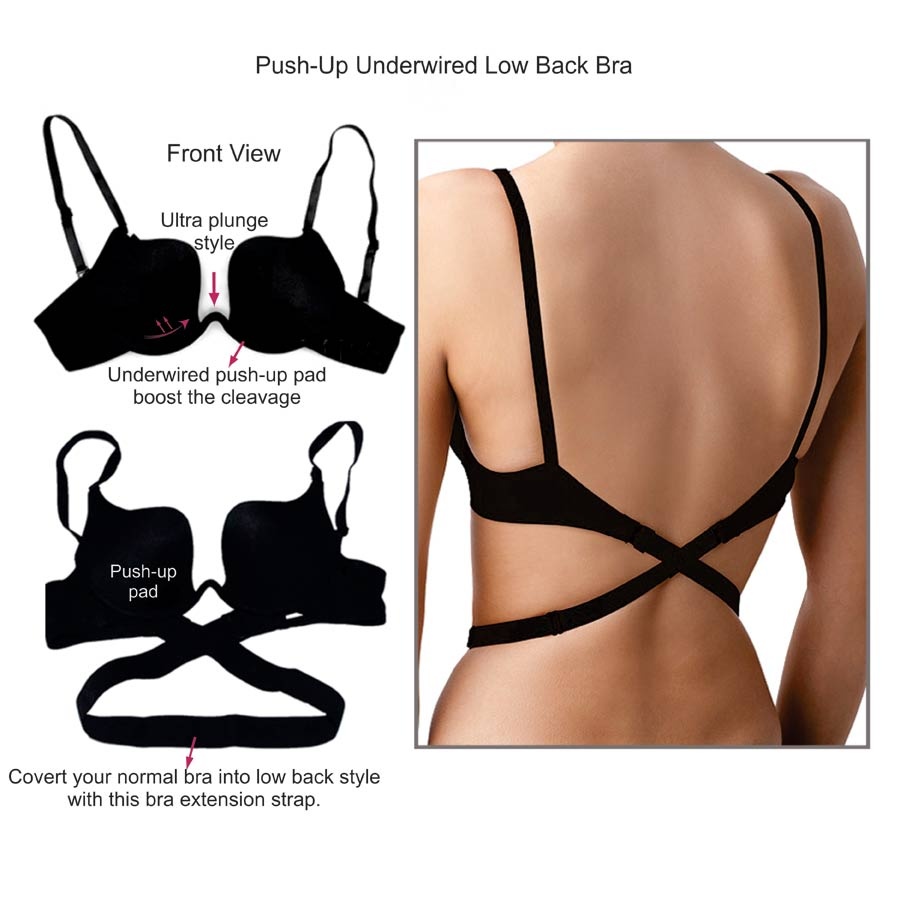 Push-Up Underwired Low Back Bra
