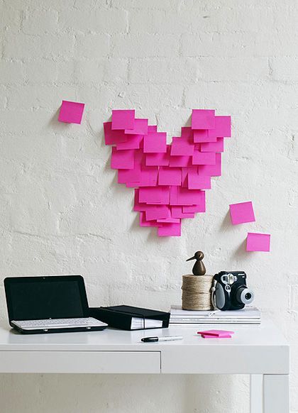 heart with sticky notes