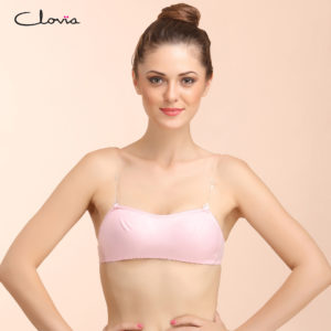 Tube Bra With Detachable Transparent Straps In Pink