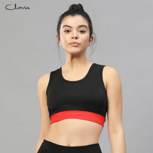 Medium Impact Padded Sports Bra with Removable Cups in Black