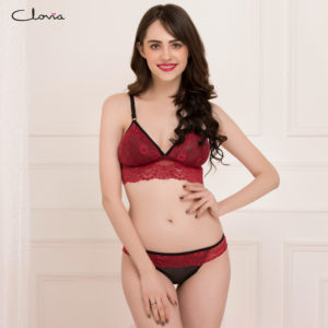 Non-Padded Non-Wired Caged Back Bralette & Bikini Panty in Lace