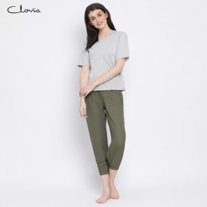 Chic Basic Pyjama in Olive Green- Crepe