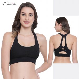 Medium Impact Padded Sports Bra with Mesh Panels