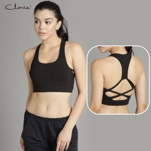 Medium Impact Padded Sports Bra in Black
