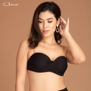 Cotton Padded Underwired T-Shirt Strapless Bra with Transparent Back