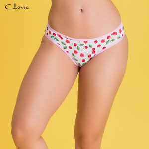 Cherry Print Low Waist Bikini Panty in White