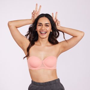 Padded Underwired Demi Cup Strapless T-shirt Bra with Transparent Straps