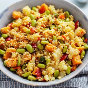 Grilled chicken breast with quinoa roasted vegetables