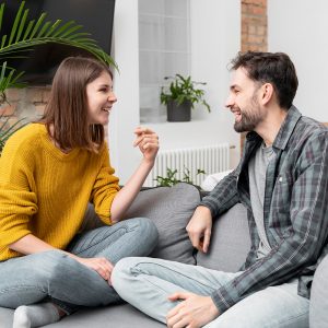 couples communicating and laughing with each other