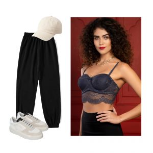 styling bralettes with sneakers, caps and joggers