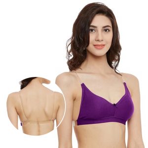 Non-Wired Full Coverage T-shirt Bra with Transparent Multiway Straps